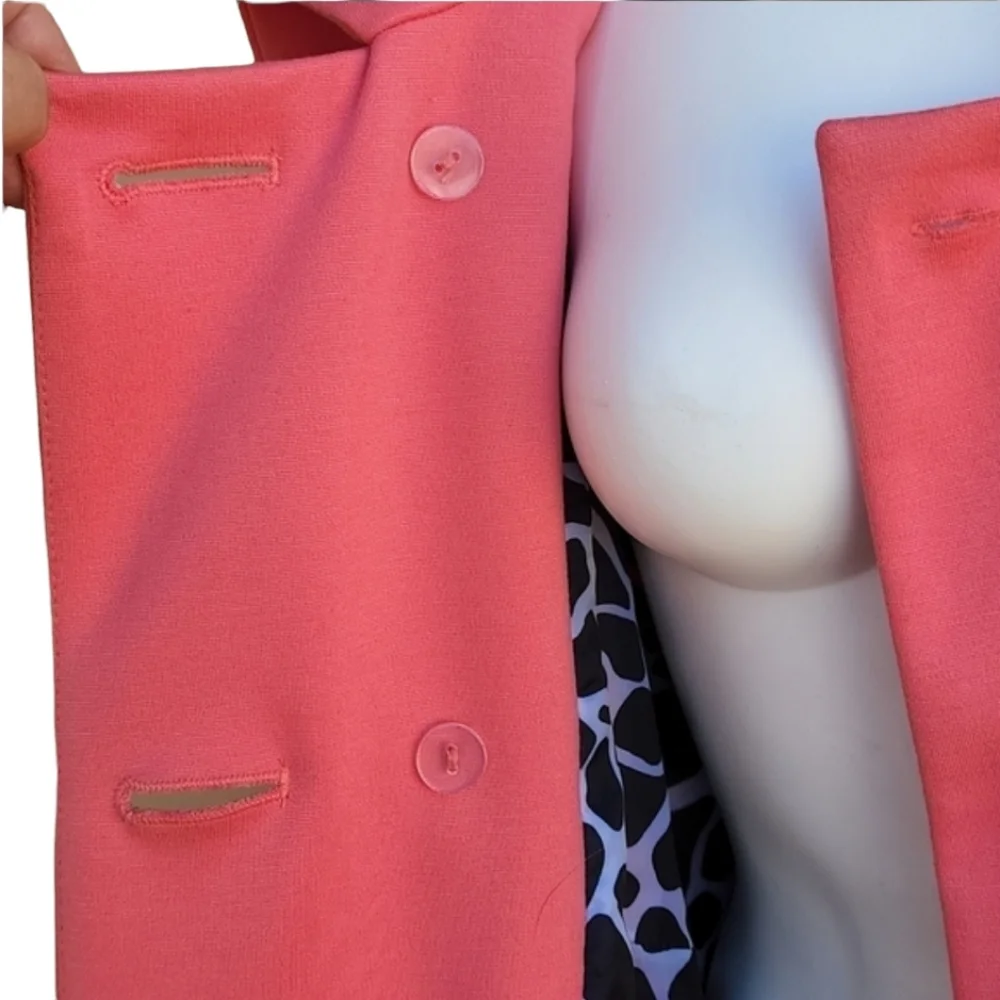 SANDRO Pink Peacoat 3X Double Breasted Statement Coat Giraffe Print Lined Plus - Picture 8 of 17